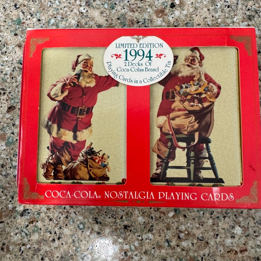 Coca-Cola White Tin with Red Logo Playing Cards — 2 Decks (1994)